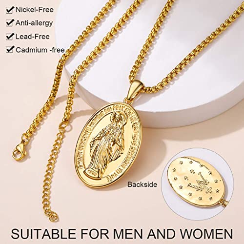 Sieraden Oval Wonderbaarlijke medaille ketting, Onze Lieve Vrouw van Graces, Hanger met Filigree Edge, Maagd Maria Religieuze sieraden voor vrouwen mannen 3