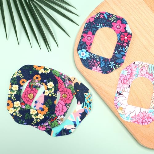 25 st. Zelfklevende Patches voor Omnipod 5, Floral Afdrukken Waterdichte Insuline Sensor Covers CGM Overpatches Tape Stickers Ademend en Sweatproof (Octagonal) 3
