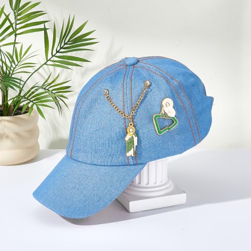 1 Paar Hoed Ketting Naalden, Gepersonaliseerde Hoed Decoraties Pins Christ Hat Brooch voor Baseball Caps Model Lovers Badge Lapel Decoratie, Gouden Groen, 4,2 inch 4