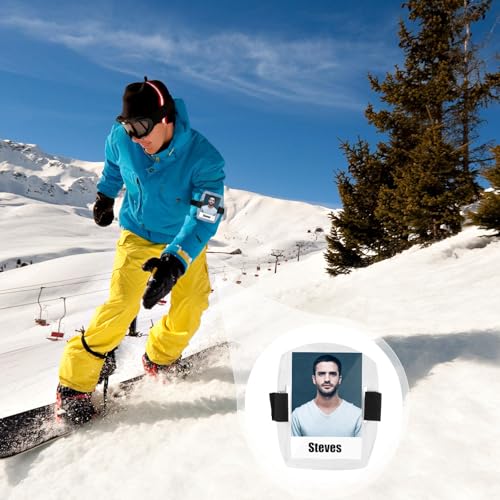 8 st Arm Badge Houders, Universele en Waterdichte Arm ID-kaarthouder met zwarte verstelbare elastische Band Ski Pass Armband Badge Sterke Adhesie voor Office Personeel Studenten(Transparant) 5