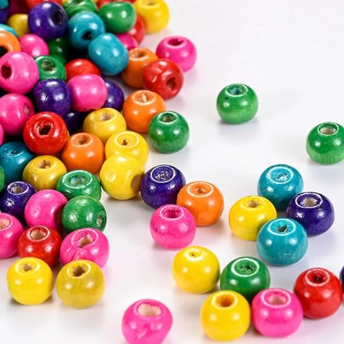 1000st 8mm houten kralen kleurrijke houten kralen grote gat houten kralen los spacer kralen voor armband ketting sieraden maken DIY Craft maken (8mm) 3