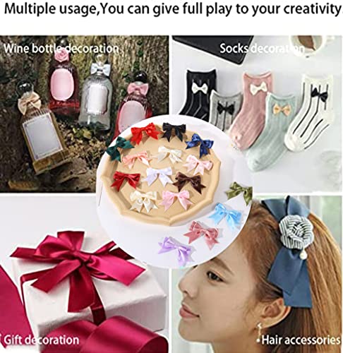 50 stuks 6 x 7 cm satijnen linten, dubbele decoratieve strikjes, kant-en-klare strikjes, cadeaubogen voor doe-het-zelvers, bruiloft, Kerstmis, Valentijnsdag, decoratie, kaarten maken