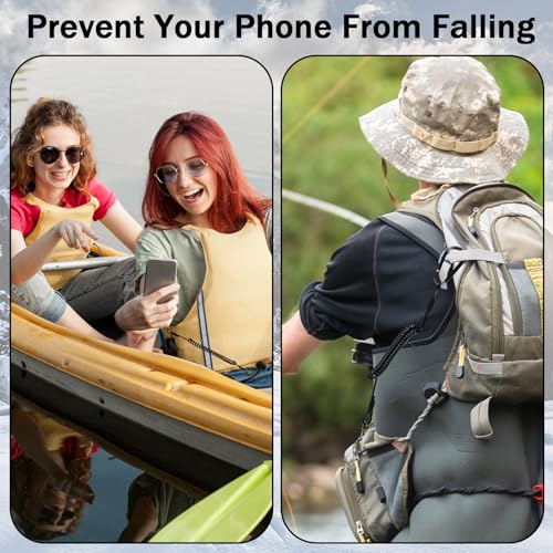 Reloqq 2 stuks Flexibele spiraalkabel, mobiele telefoonhouder, rugzak, telefoonband, mobiele telefoonhanger, mobiele telefoonhanger, zwarte intrekbare telefoon, zwart