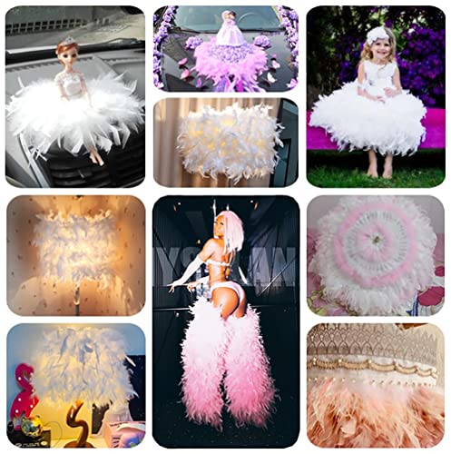 2 m 10-15 cm brede Fluffy Feather Border, Veren, Fringes, Veren Fringes met Satin Ribbon, Decoratieve Border, Naaiaccessoires voor DIY ambachten, Kostuums, Kleding, Marine Blauw