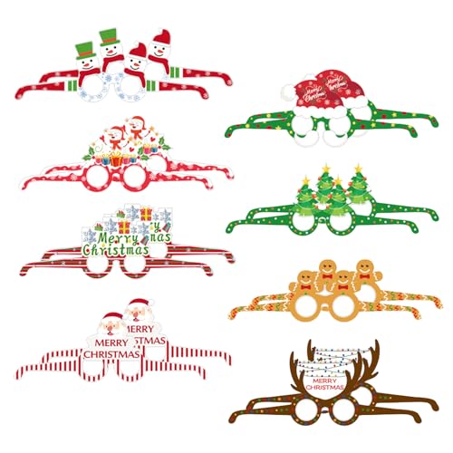 16 Stukken Kerstbril Frame, Grappige Kerstbril, Kerstbril Decoratie, Geschikt voor Kerstmis partijen, Kerstmis Foto Props