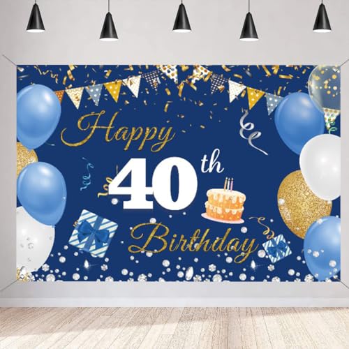 40e verjaardag decoratie mannen/vrouwen, 40e verjaardag Banner blauw, 40e verjaardag stof sign poster, 40e verjaardag achtergrond Banner Man verjaardag partij decoratie