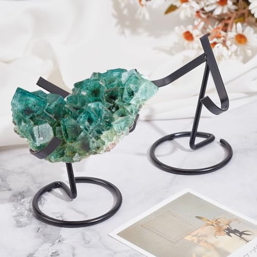 6 stuks metalen kristallen bolhouder, Iron Easel Stands houder Decoratieve Crystal Ball Stand voor Rocks Geodes hart stenen, zwart, 7,5 x 9,6 x 10,2 cm 4