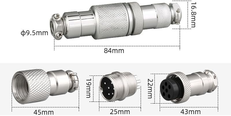GX20 6 Pin Aviation Connector, Circulaire Metaal Luchtvaart Plug, GX20 Man Vrouwelijke Connector 6 Pin Panel Mount Cable Connector