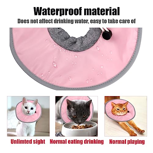 Herstelhalsband voor Katten, verstelbare beschermende Kattenhalsband Waterdichte Elizabethan Collar voor Katten Kittens Puppies na Chirurgie te stoppen met likwonden (Roze) 3