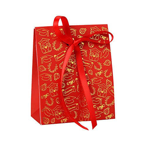 50 stuks Italiaanse afstuderen snoepdozen rode snoepdozen papier afstuderen zakken met kord en cadeauhanger geschenkdoos geschenkzakjes 4