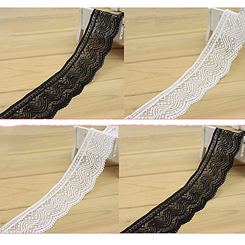 Elasticiteit Lace Ribbon Lace Trim Decoratieve Ribbon Lace Edges Libbons voor verjaardag Uitnodigingen, Tafel Decoraties, Trouwjurken, Cadeauverpakking, Zwart