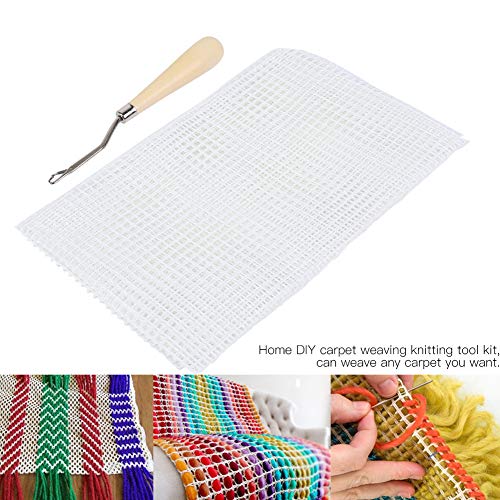 Mesh Canvas, Mesh Stof Blanco Tapijt Hooking Mesh Canvas DIY Tapijt Canvas voor Latch Hook Tapijt Canvas DIY (Mesh Cloth 50cm+ Houten Handgreep Hooked)