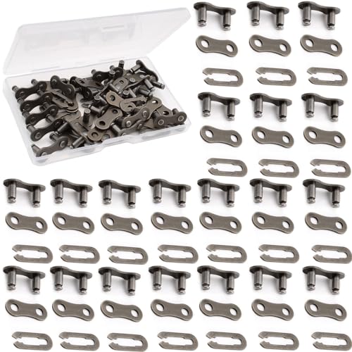 RUNCC-YUN Fietsketting Links, 20 stuks, 1 snelheid ontbreekt Kettinglinks, 1-Way Herbruikbare stalen fiets Ketting Links, Single Speed Chain Links(Brown)