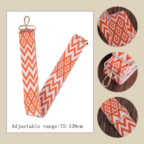 2 stuks verstelbare schouderriemen, 3,8cm brede universele vervangingsschouderband, Boho Bag Strap, Mode Ontwerper schouderband handtas, Crossbody Bags (Zwart + Oranje) 3