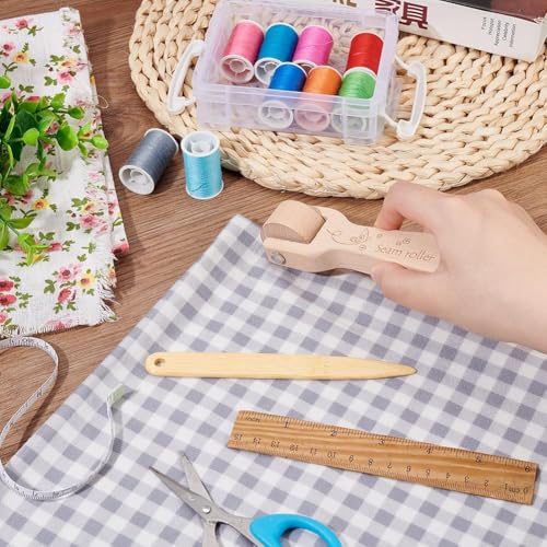 Zee Houten Pers Wiel Naaigereedschap Joint Roller Quilt Naad Roller Wallpaper Roller met ergonomische handgreep voor DIY Naaien