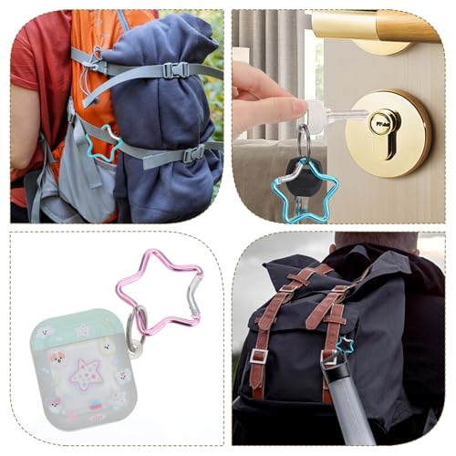 Verpakking van 10 Carabiner Hooks Star Carabiner Kleurrijke Aluminium Legering Outdoor Star Carabiner Star Carabiner met Snap Sluiting voor DIY Rugzak Reizen (10 kleuren) 5