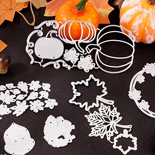 6 Sets Die Shapes bladeren stencil snijden herfst Thanksgiving Halloween laat pompoen pine kegels eekhoorns voor scrapbooking partij decoratie herfst Halloween DIY 3
