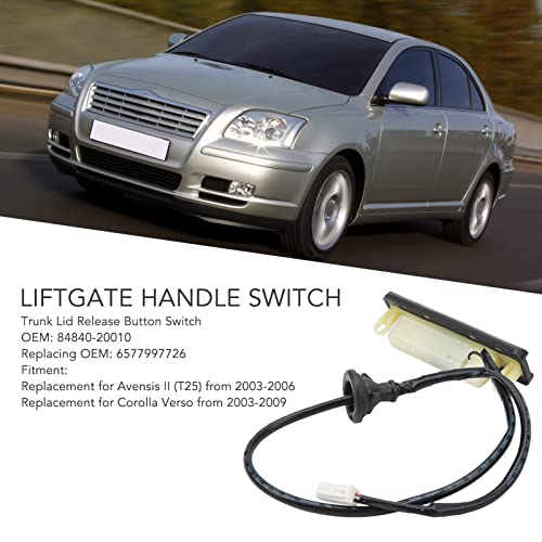 Tailgate Lever Switch, Release Button Trunk Cover, 6577997726 Compatibel met Avensis II T25 2003-2006, Corolla Verso 2003-2009