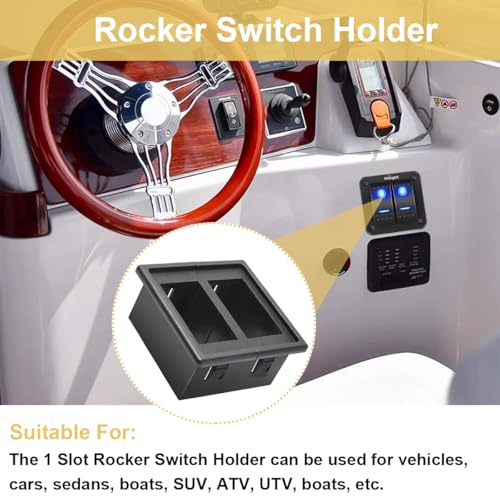 2 Sockets Rocker Switch, Panel Housing, Black Toggle Switch, Montagepaneel met Rocker Switch Cover voor voertuigen, boten, auto's, SUV, ATV 5
