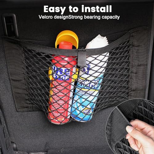 Verpakking van 4 auto-opslag Nettas met Elastische Sticker Trunk Opslag Net 40 x 25 cm Elastische opslag Net voor auto, Bagage, Klein voor commerciële voertuigen, Caravans 3