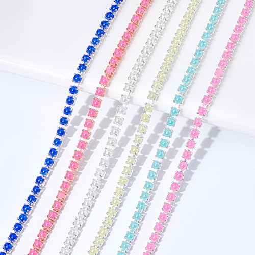 12 Yards 6 Kleuren Parel Trim Sluit ketting, 2.5mm Faux Pearl kralen ketting voor sieraden maken bruids accessoires en ambachtelijke versieringen