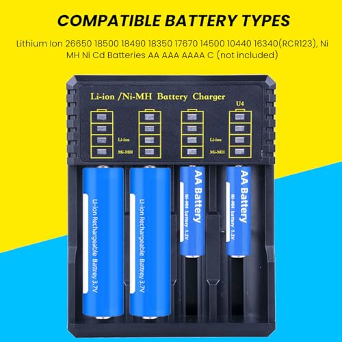 Smart LED Universal USB 4 Slots Batterijlader voor Li Ion 26650 18500 18490 18350 17670 14500 10440 16340 RCR123 Ni MH Ni Cd AAAA AAAA C Batterijen 3