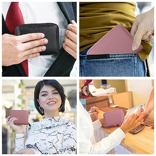 Credit Card Houders, 2 stuks rits portemonnee ID-kaarthouder lederen creditcard geval, 11 kaart Slots, RFID bescherming accordeon portemonnee geval voor mannen vrouwen (zwart, zwart, compact 5