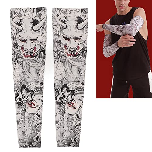 1 Paar IJs zijde Tattoo patroon Mouwen, Mannen Dames Outdoor Fietsen Zonbescherming Arm Mouwen Arm Cover Mouw voor het rijden in de zomer 5