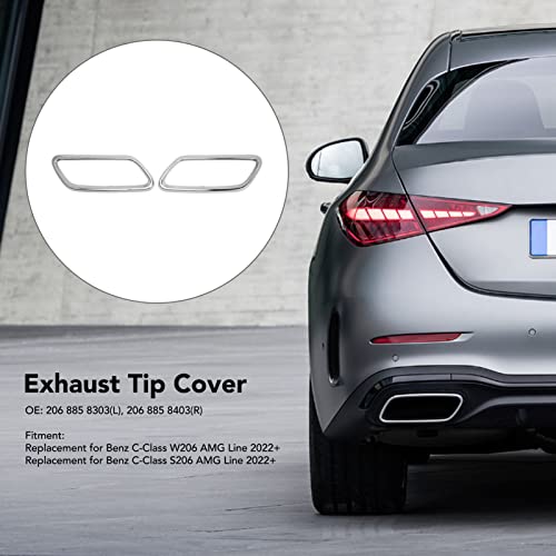 Uitlaatrem van de auto, 1 Paar Auto Uitlaat Tip Cover Trims Bezel Vervanging voor Benz C klasse W206 (Zilver Chrome) 5