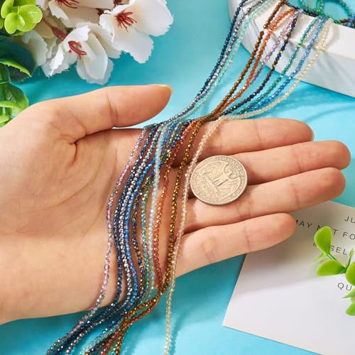 10 Strands 2mm Facet Ronde kralen, Kleine kristalglas Zaad Losse kralen voor DIY ambachten, Vriendschap armband, sieraden maken 4