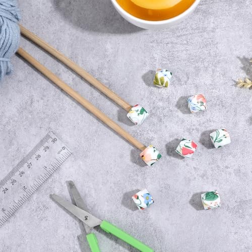 Verpakking van 8 breinaalden Stitching Stoppers,Needle Point Protector met Floral Pattern Breinaald Stoppers, Knitting Naaldbeschermer Brei Accessoires Geschikt voor Naaldgrootte(3-9mm) 5