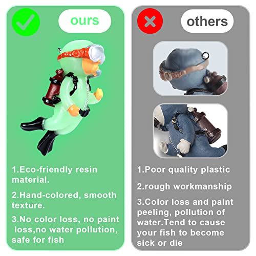 4 st Luminous Diver Aquarium Decoraties, Drijvend Aquarium Accessoires Glow in The Dark Cute Little Diver Aquarium Vis Tank Accessoires Decoraties (2 Groen, 2 Wit) 5
