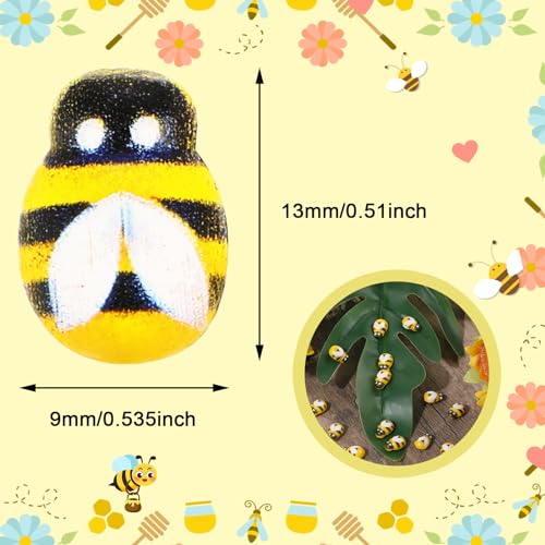 100 st. Minihars dieren Zelfklevende kleine houten hommels voor ambachten, bijen decoratie geschilderd Flatback ambachtelijke bijen voor scrapbooking Baby verjaardag feest decoratie