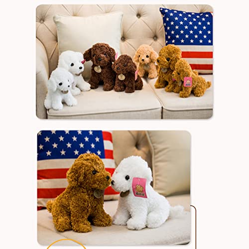 1 stuk gevulde puppy hond teddy speelgoed, 25cm pluche puppy partij gunsten, zachte puppy pop gooien kussen slaapkamer decoratie verjaardag cadeau voor kinderen meisjes jongens (Brown) 5