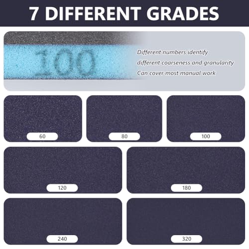 Verpakking van 20 schuurspons, 60/80/100/120/180/220/240/320, wasbare en herbruikbare schuurpads voor houtbewerking, gipsplaten en metaalpoetsen 4