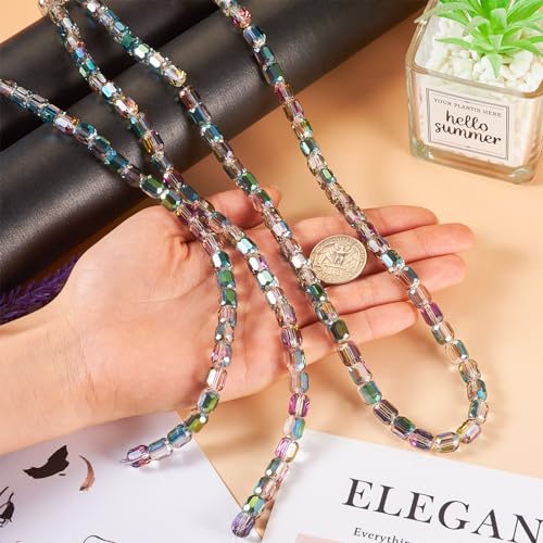 2 Strands Transparante Kolom Glazen Kralen 8mm Facet Column Spacer Kralen Crystal Glazen Kralen Bulk voor DIY Craft armband ketting oorbellen sieraden maken 5