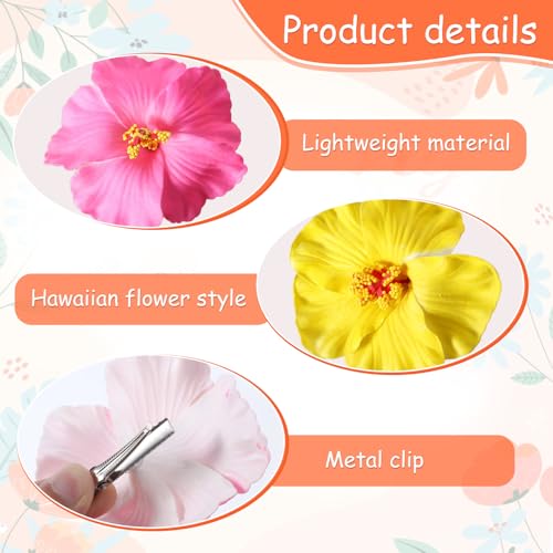 3 stuks Hawaii Hair Clips Bloemen 10 cm Hair Clip Plumeria Hibiscus Flower Clip Boho Zomer bruiloft Haarclips voor vrouwen bruiloft partij vakantie strand accessoires
