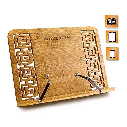 Leesstand koken boekhouder Bamboe H x B x D: 24 x 34 x 20 cm Boek Stand voor keuken en kantoor, iPad Air 2 3 4, iPad Mini 4, iPad Pro, Kindle, Samsung Tablet PC en meer