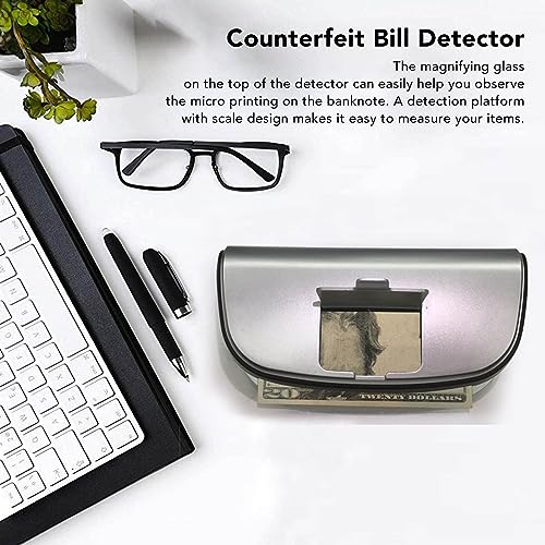 DC5V 2A Counterfeit Detector, Bill Money Detector Checker Tester met vergrootglas schaal, Ondersteunt UV MG WM MGF 4