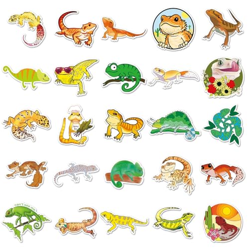 Hagedis Gecko Stickers voor tieners en volwassenen, 50 stuks, Waterdichte Vinyl Sticker Set, Auto, Motorfiets, Fiets, Skateboard, Snowboard, Bagage, Laptop, Koffer, Helm, Motorfiets, Computer
