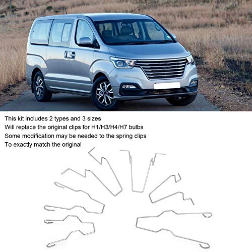 Koplamp bevestigen clip, 5ZHSFULLKIT 6PCS Staal Koplamp Dip Dip Bulb Behoud Spring Clip Beam Hoofdlamp Klem voor H1 H3 H4 H7 Vervanging 3