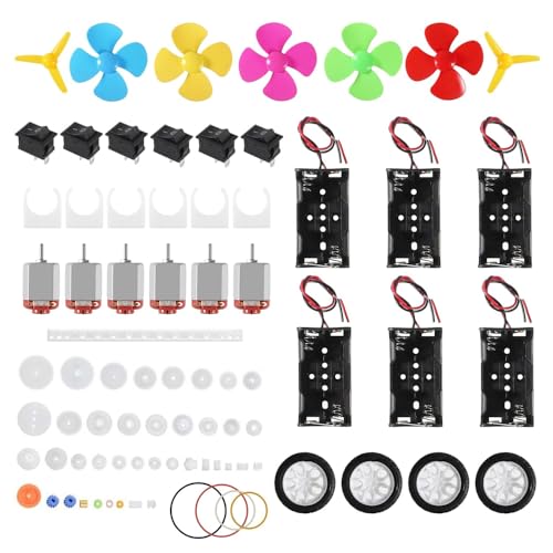 Zee 95-Piece Mini elektrische motor Set, Mini DC Motoren 1.5V-3V 24000rpm met 6 st Mini Motor en 6 st AA Batterijhouder en Propeller voor DIY Science Lab Project