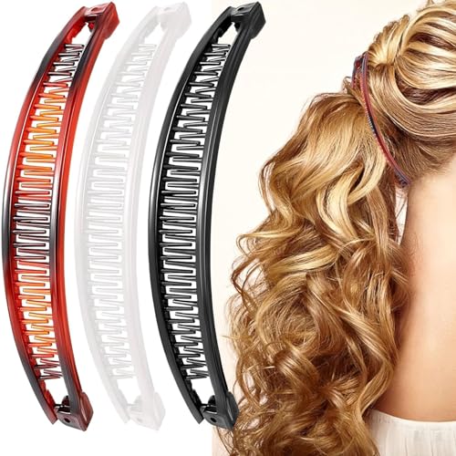3 Stukjes bananen Haarklemmen Retro-banaan Vintage Grote banaan Kleurrijke Ponytail Haarclips Haarclips (zwart, bruin, wit)
