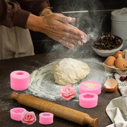6 stuks 3D Siliconen Floral Shape - Soft Rose en Peony Siliconen mallen voor Fondant, Kaarsen - Easy Detach for DIY Handmade 4