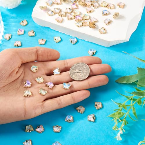 70 stuks vlinder gouden & vorst glazen hangers insect glas en gouden frame bengelen bedels 7 kleuren vlinder bedels voor doe-het-zelf ketting oorbel sieraden maken, Glas 5