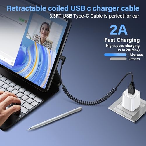 USB Type C C Coiled Cable, 5Gbps, intrekbare 90 graden USB3.0 tot USB C Oplaadkabel en gegevensoverdracht voor telefoon, tablet, andere USB C apparaten (M tot R) 4