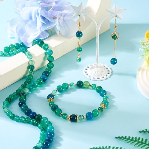 2 Strands Dragon Veins natuurlijke Agaat kralen 6-8mm Groene Edelsteen Losse Losse Spacer Kralen voor DIY armbanden, Kettingen sieraden 3