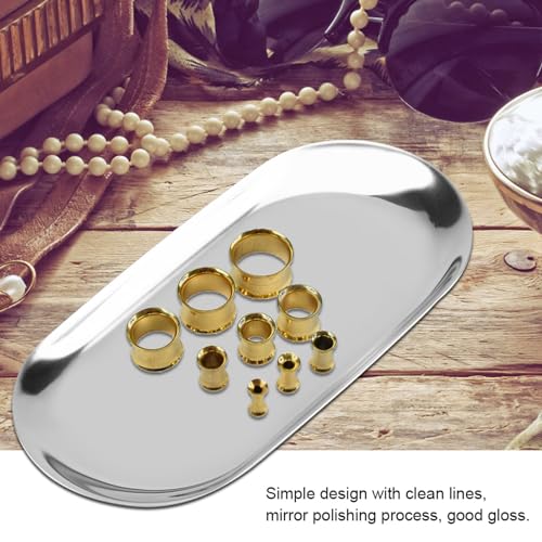 Nordic Style Roestvrij staal, Kabinet, schuren en schuren Schuren Opslagbakken Handdoek Cosmetics sieraden Fruit Cake Plate voor Office Home Desks (L-Zilver)