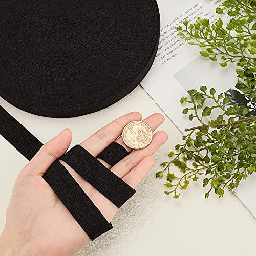 45 m / Roll Haringbone Katoenen riemen 20 mm brede zwart katoen Twill Ribbon Katoen Haringbone koord voor naaien, ambachten, ambachten 5