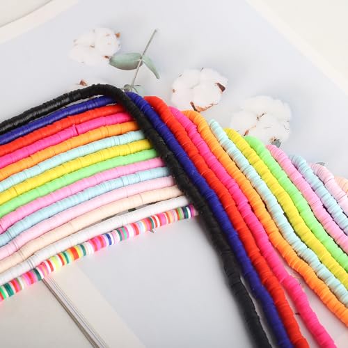 Heishi kralen 4900st Polymer Klei kralen 6mm Kleurrijke platte kralen Klei kralen ambachtelijke set voor doe-het-zelf sieraden ketting Charm Armbanden Cadeau (A) 4